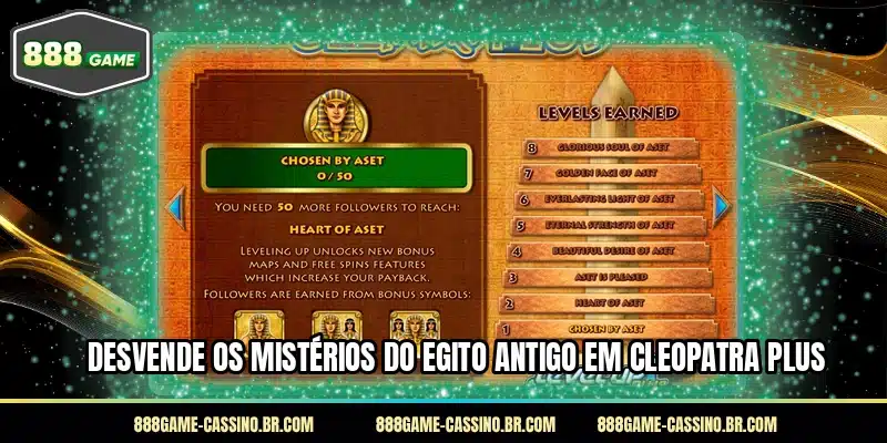 Desvende os mistérios do egito antigo em Cleopatra Plus