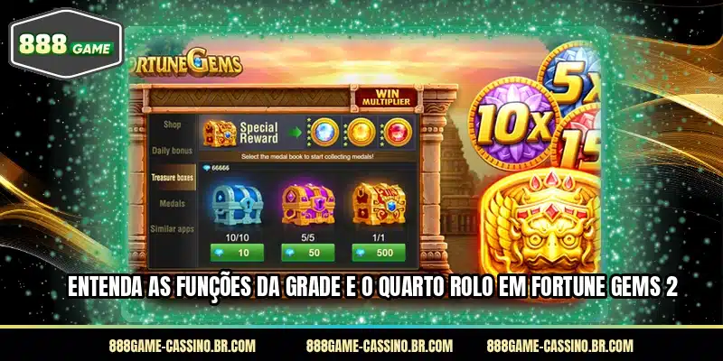 Entenda as funções da grade e o quarto rolo em Fortune Gems 2